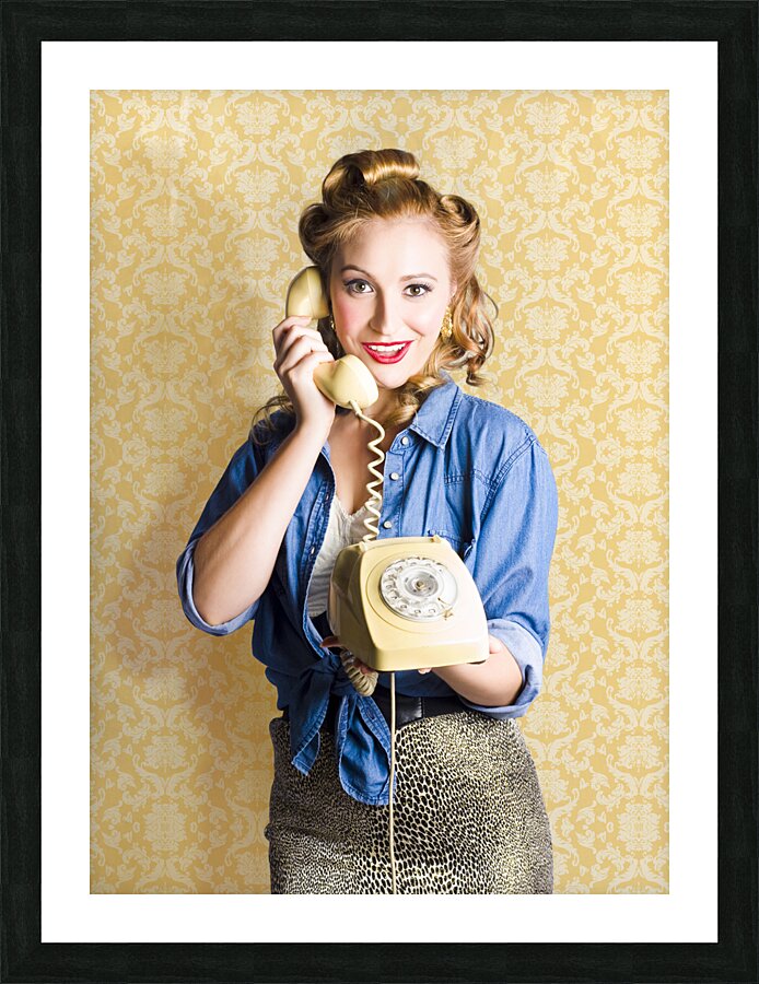 Vintage Fifties Telephone Operator Holding Phone Picture Frame print