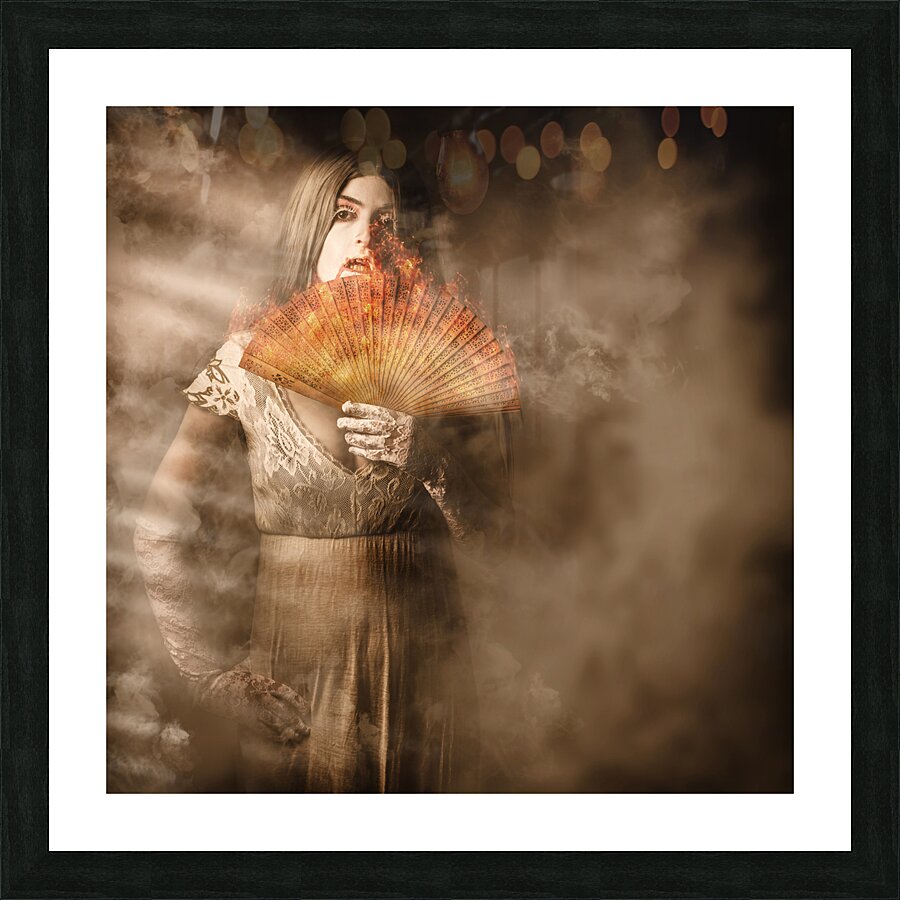 Fantasy fine art portrait. Elegant vampire woman Picture Frame print