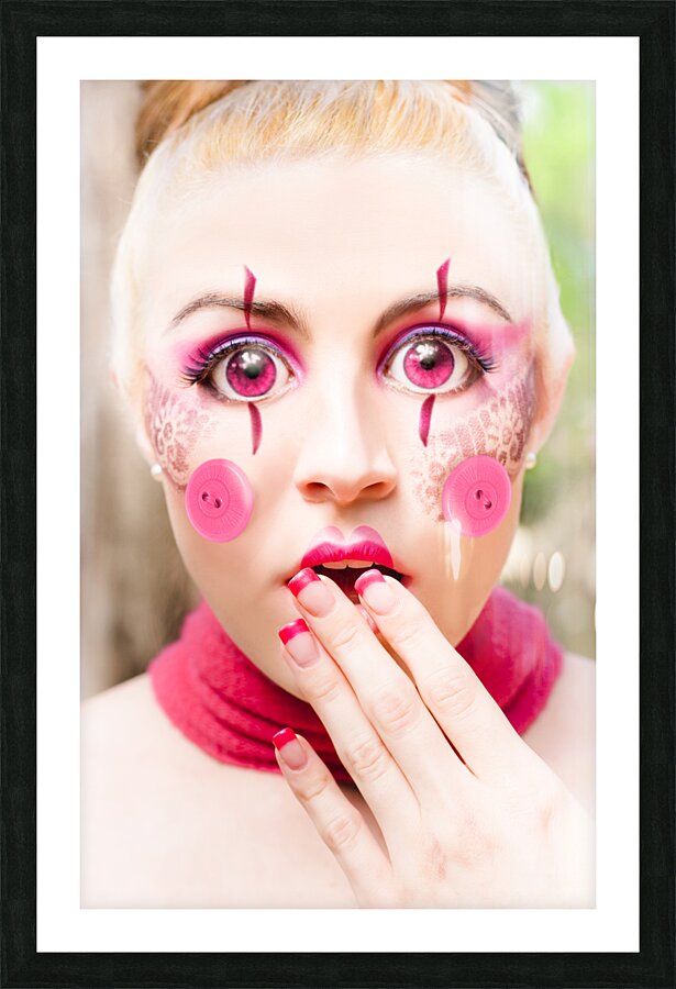 Surprised doll face Picture Frame print