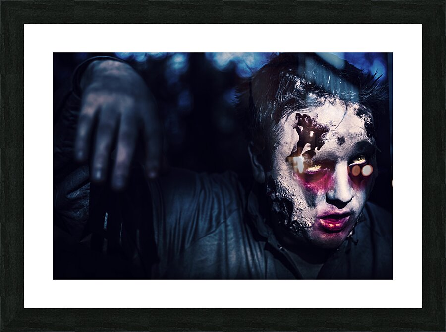 Scary zombie looking gravely ill. Monster disease Picture Frame print