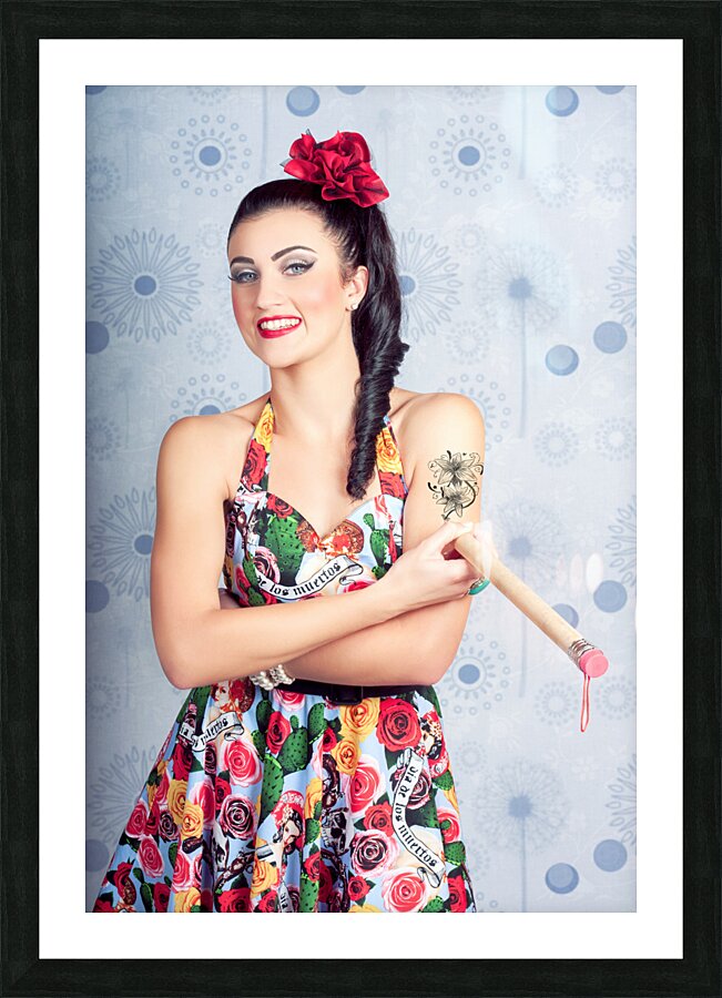 Beautiful day of the dead girl drawing tattoo Picture Frame print