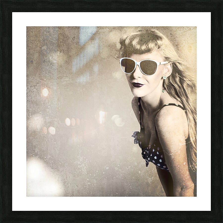 Old fashion rockabilly girl Picture Frame print