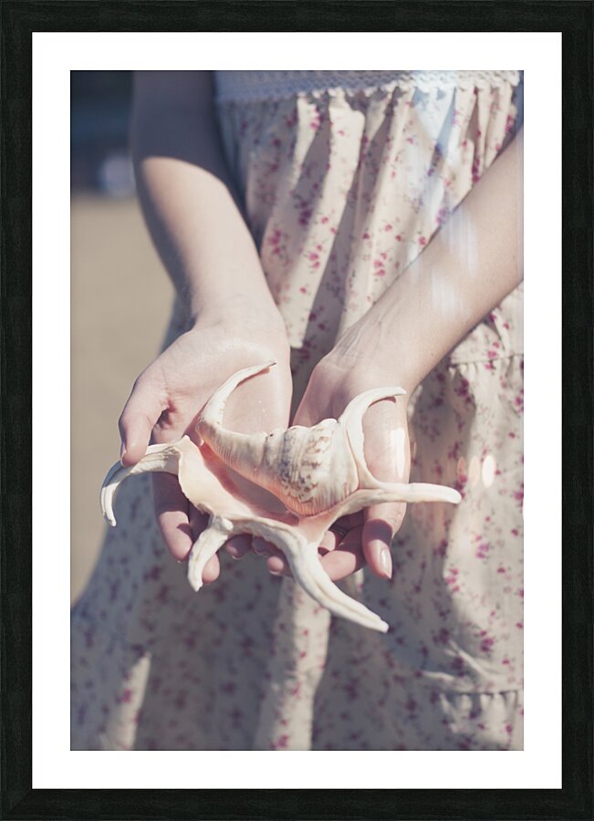 Hands Holding Large Seashell Picture Frame print