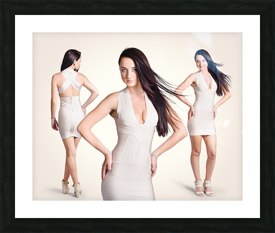 Beautiful young women standing in trendy fashion Picture Frame print