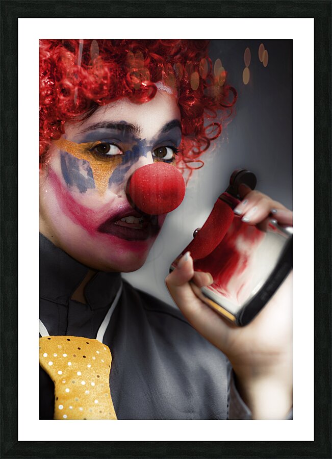 Clown Holding Flask Picture Frame print