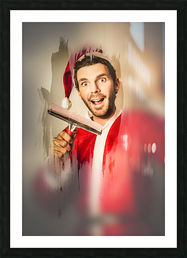 Santa elf preparing for Christmas Picture Frame print