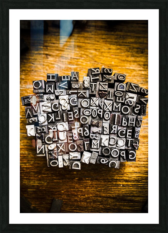 Retro typesetting in print Picture Frame print