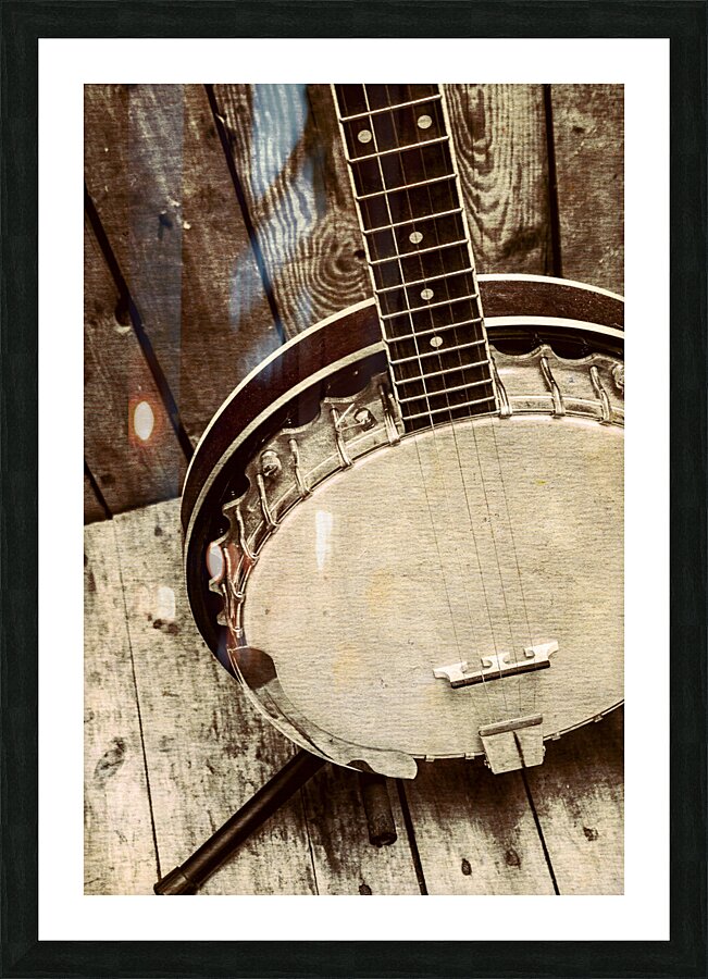 Vintage banjo barn dance Picture Frame print