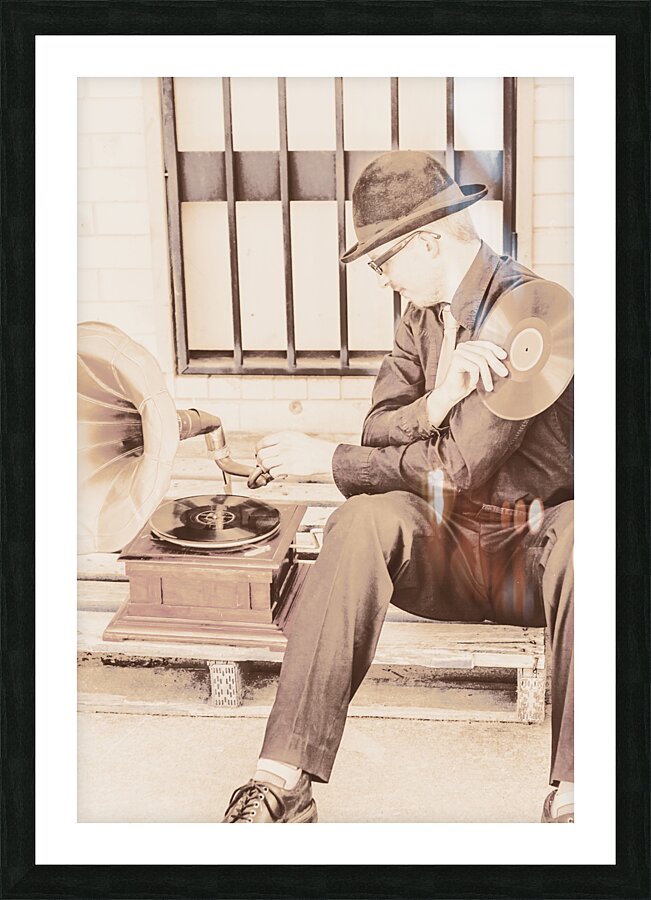 The phonograph in the back alley Picture Frame print