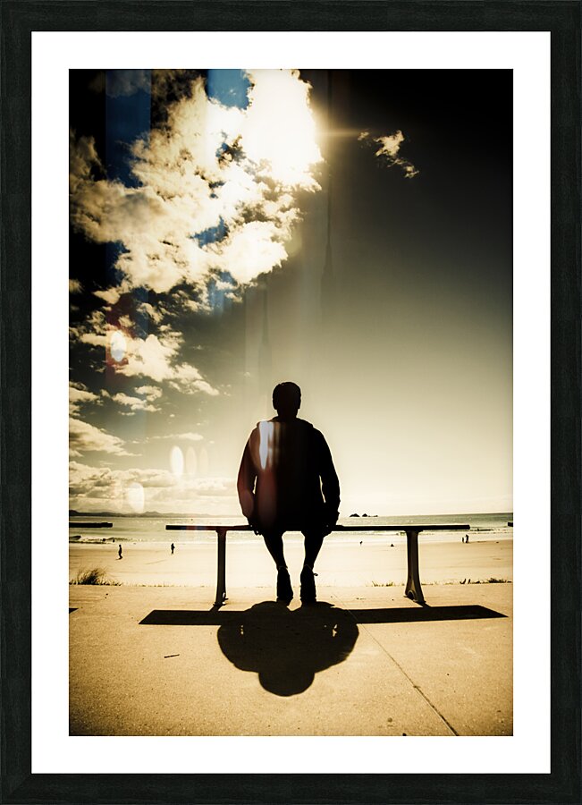 Young Man In Silhouette Sitting In The Sun Picture Frame print