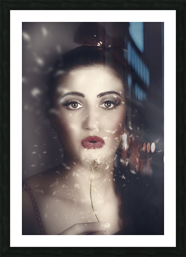 Fantasy girl with fairy tale wish in secret garden Picture Frame print