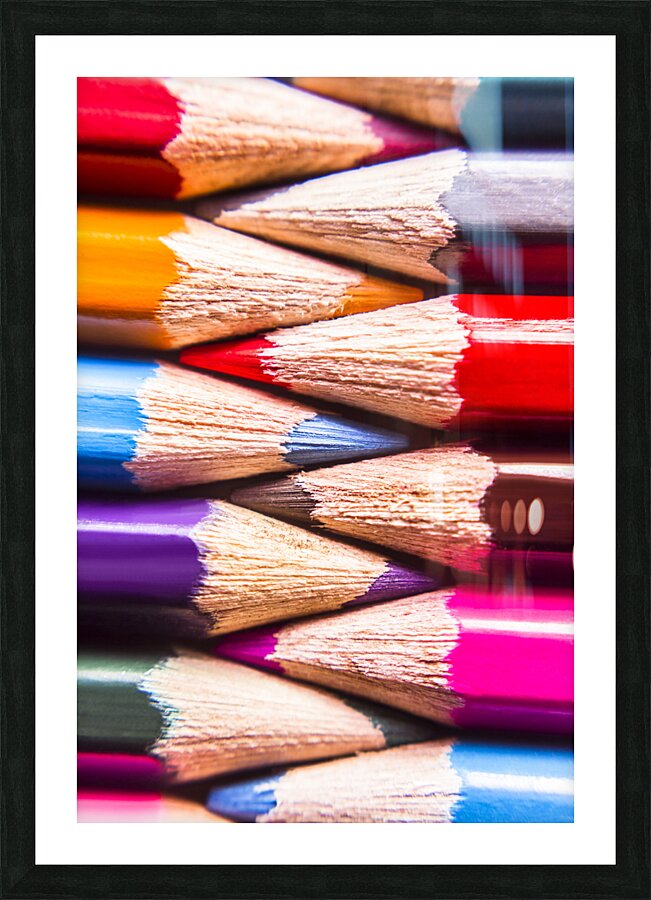 Macro coloured pencil crossover Picture Frame print