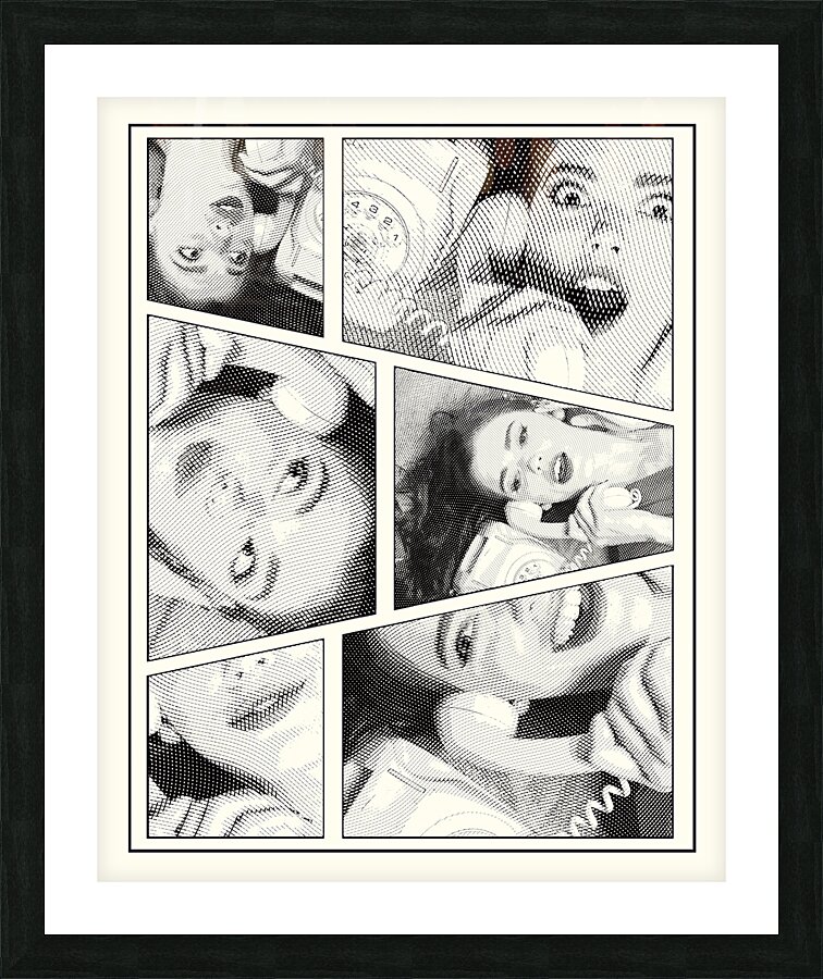 Line art pin-up girl on telephone Picture Frame print