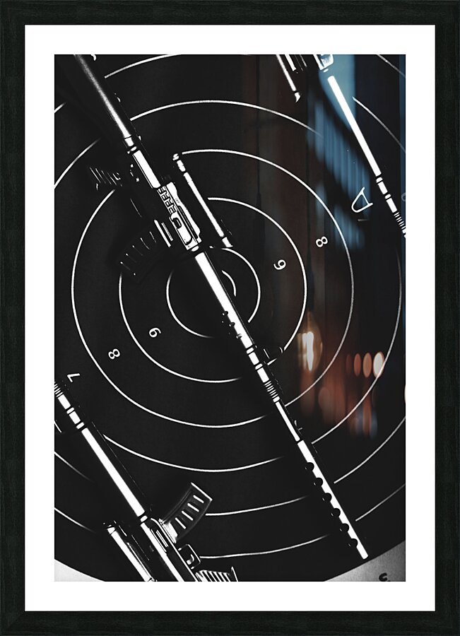 Black and white military marksman  Picture Frame print