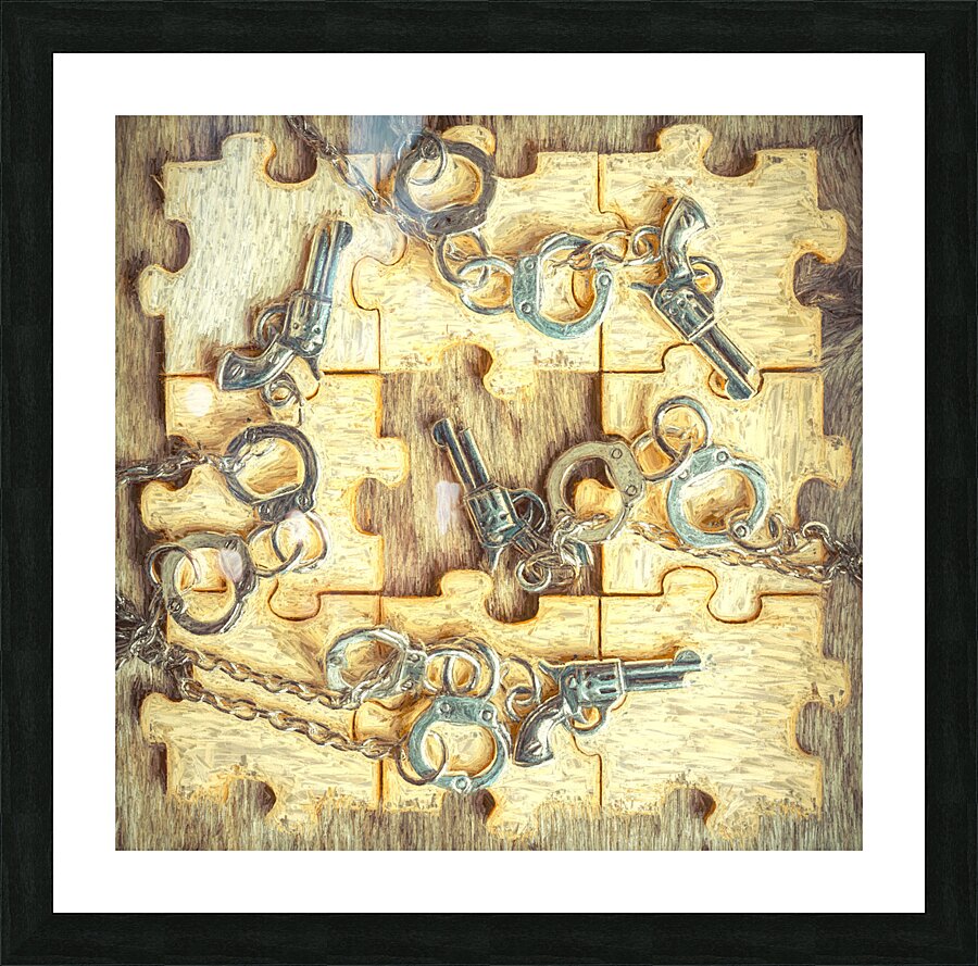 Piecing puzzles of a crime Picture Frame print