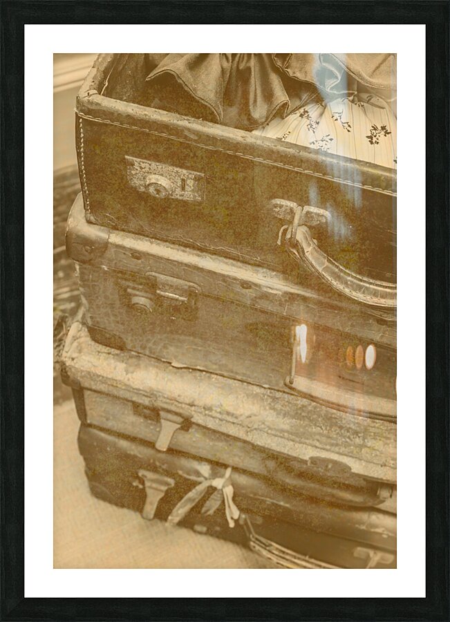 Vintage travel stack Picture Frame print