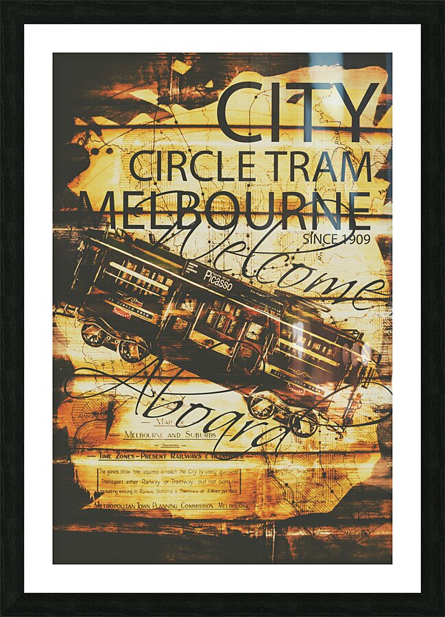 Vintage Melbourne tram tin sign Picture Frame print