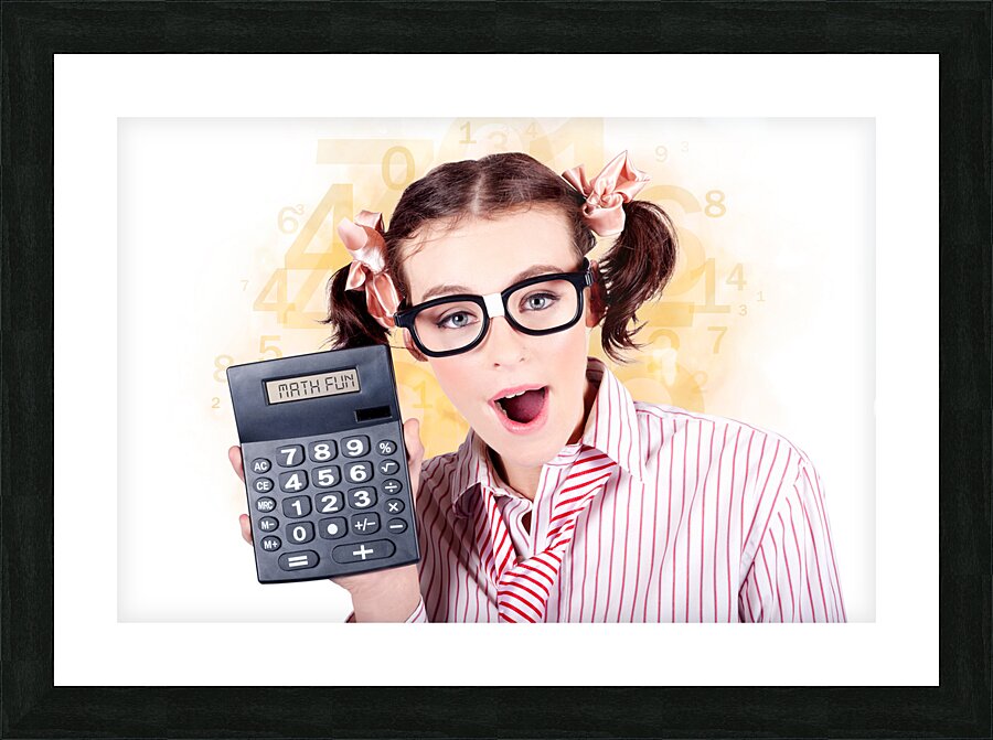 Education Math Tutor Holding Numbers Calculator Picture Frame print