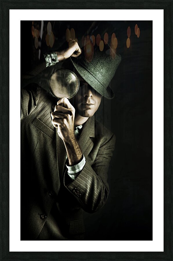 Security Detective With Magnifying Glass Picture Frame print