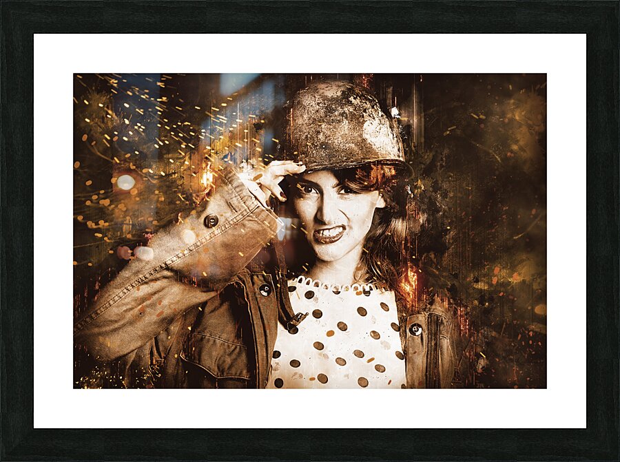 Tough pin up soldier Picture Frame print