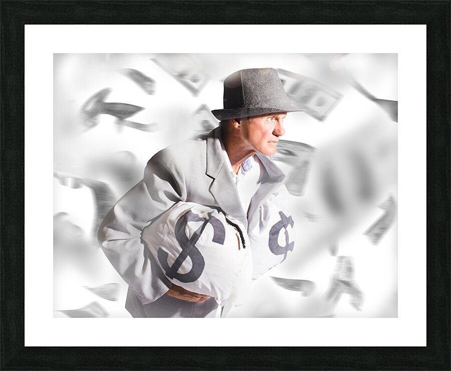 The running dollar collapse Picture Frame print