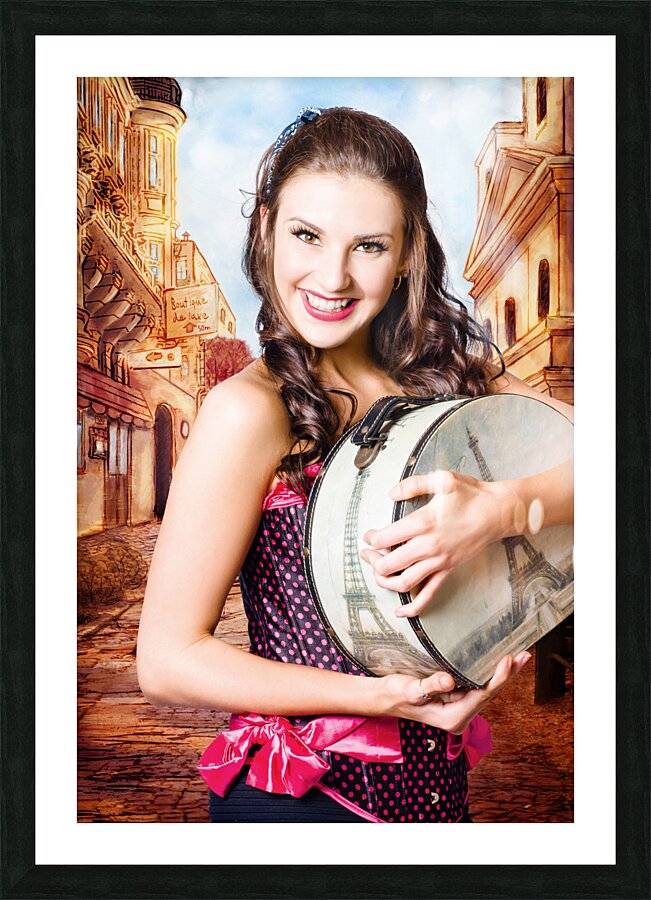 Beautiful fine art girl on Europe travel tour Picture Frame print