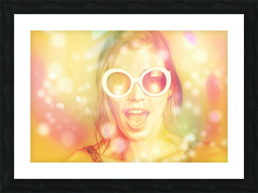 Pinup beauty in excited fashion abstract  Picture Frame print