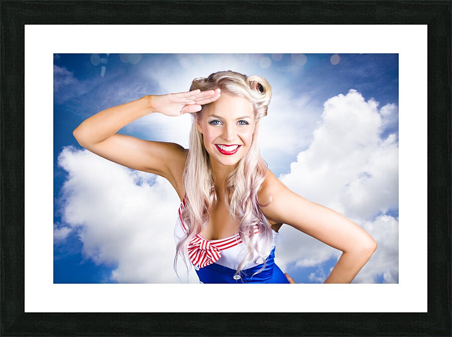 Navy Sailor Pinup Saluting Picture Frame print