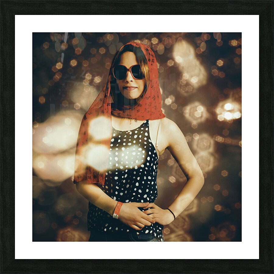 Model at a runway catwalk show during fashion week Picture Frame print