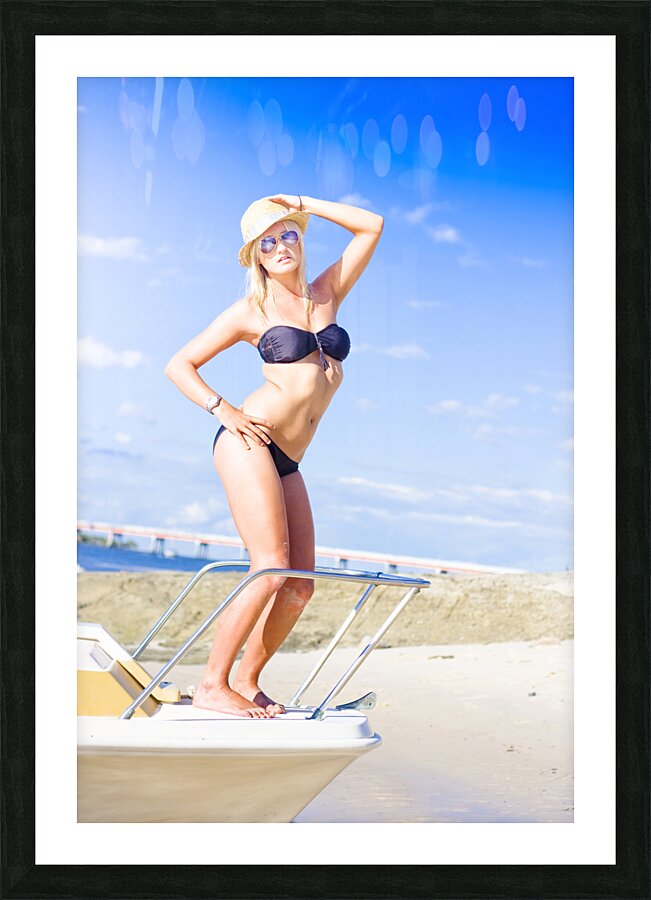 Beach Babe On Cruise Boat Picture Frame print