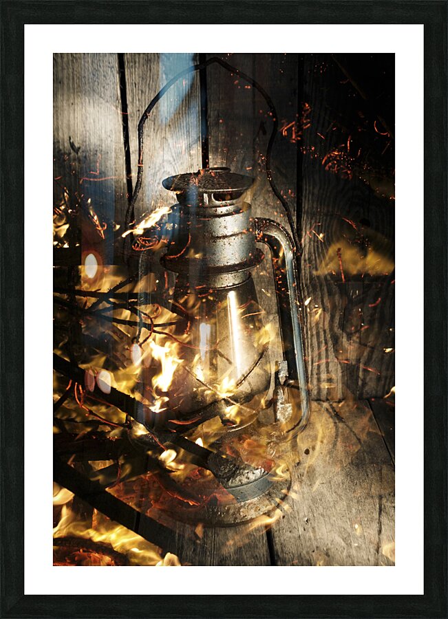 Cosy open fire. Cottage artwork Picture Frame print