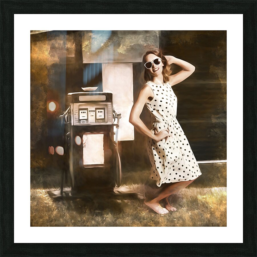 Gas and oil painting pinup  Picture Frame print