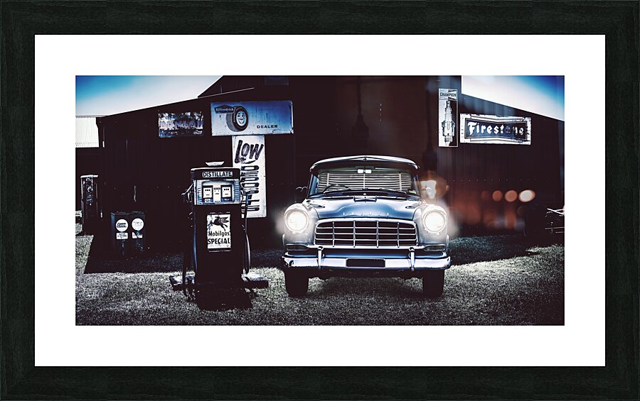 60s Australian FC Holden parked at old garage Picture Frame print