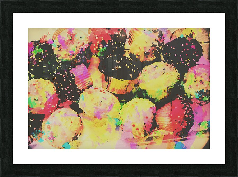Rainbow color cupcakes Picture Frame print
