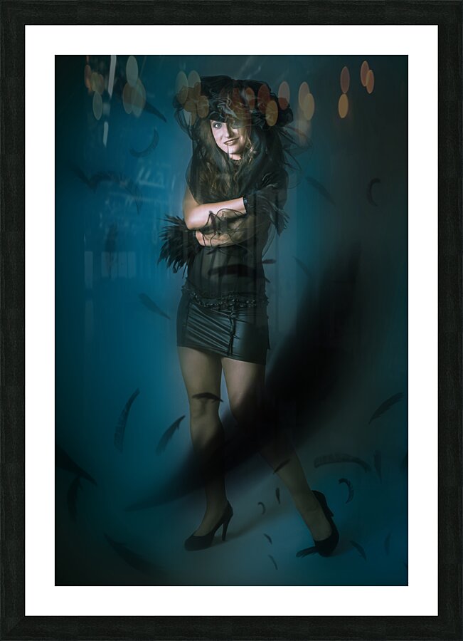 Soft dark beauty in full length creative fashion Picture Frame print
