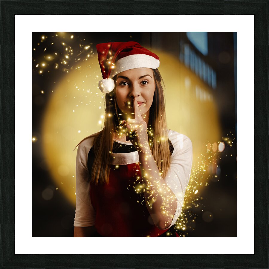 Silent night elf keeping night watch for santa  Picture Frame print