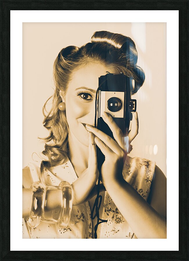 Female Fashion Photographer Taking People Pictures Picture Frame print