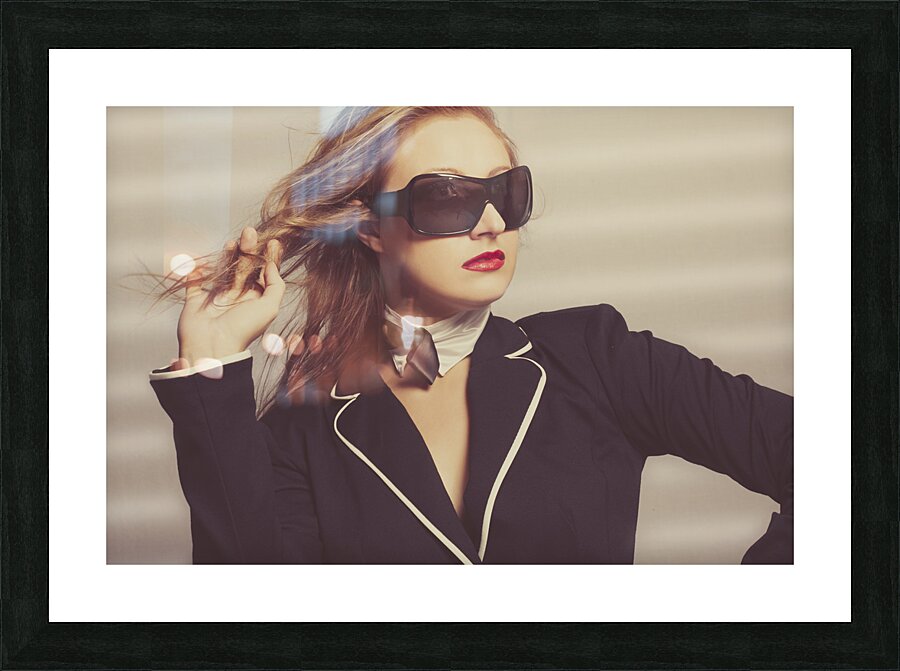 Luxury fashion girl in exclusive sunglasses Picture Frame print