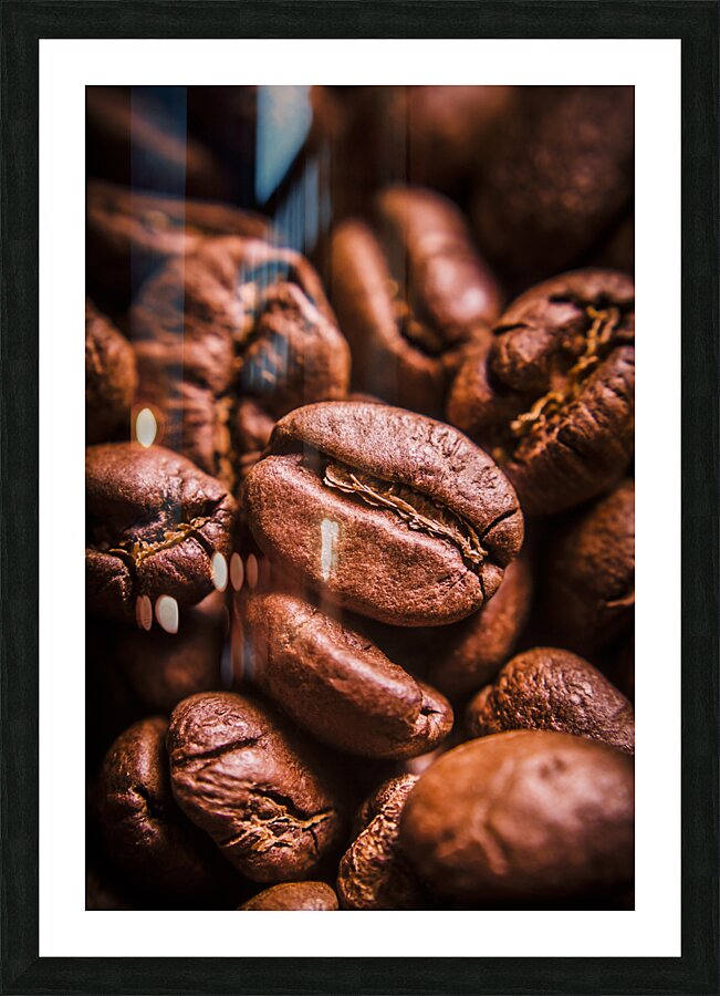 Roasted coffee bean macro Picture Frame print