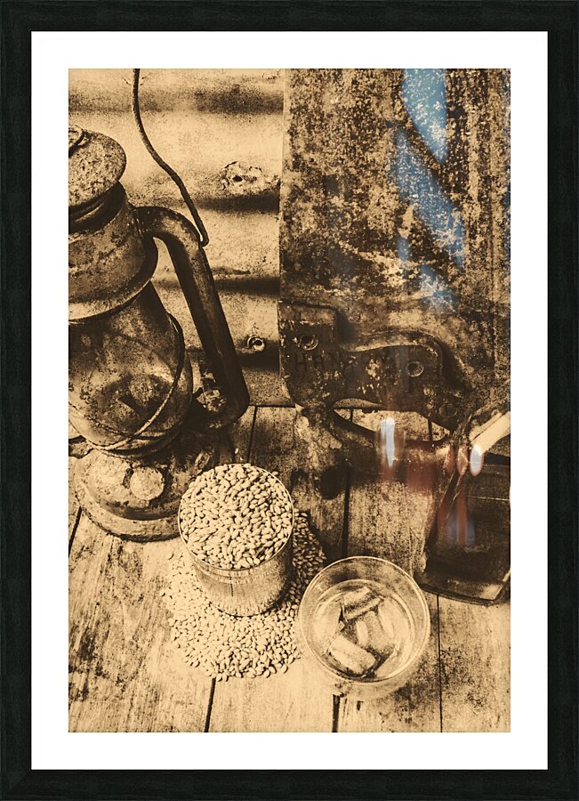 Whiskey at the rusty saw mill Picture Frame print