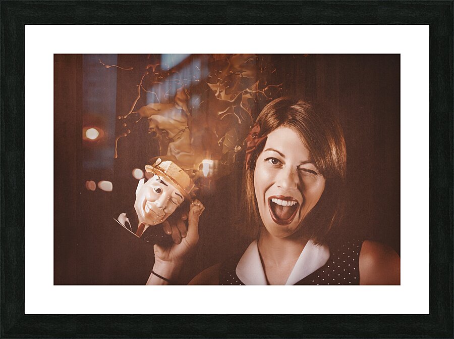 Happy Oktoberfest woman making a stein beer splash Picture Frame print