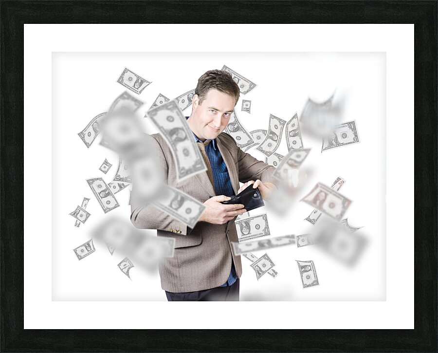 Businessman Holding Wallet Picture Frame print
