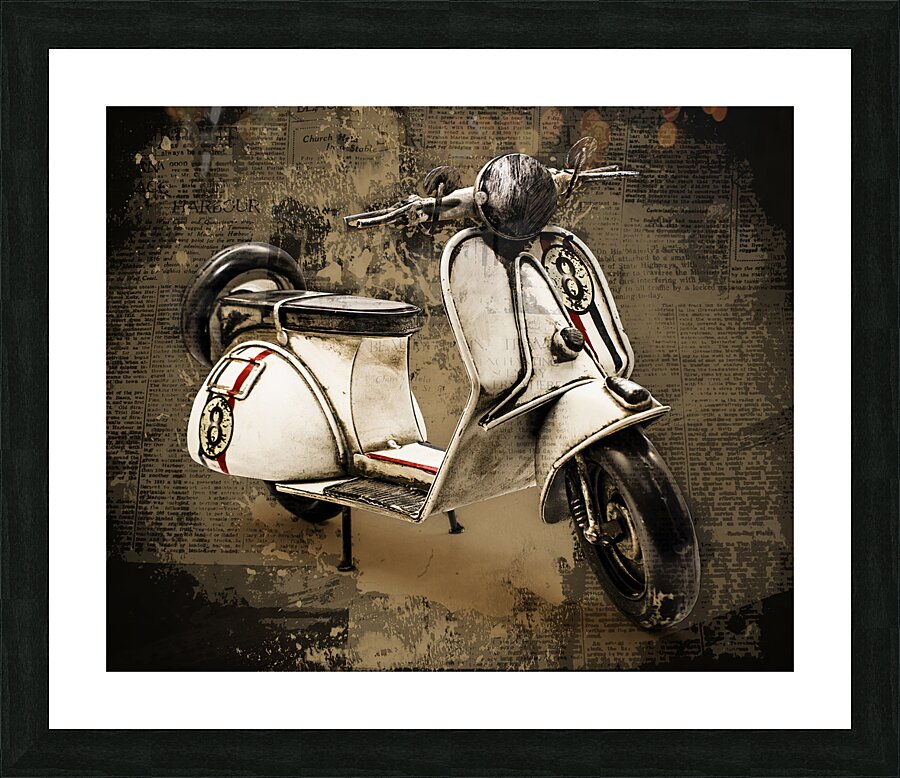 Newsprint scooter Picture Frame print