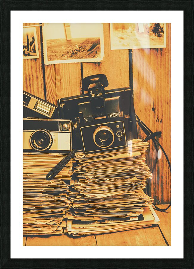 Vintage photography stack Picture Frame print