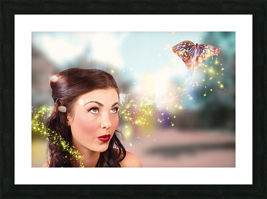 Fantasy fine art beauty. Fairy tale butterflies Picture Frame print