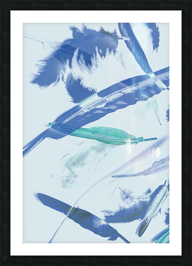 Blue toned artistic feather abstract Picture Frame print