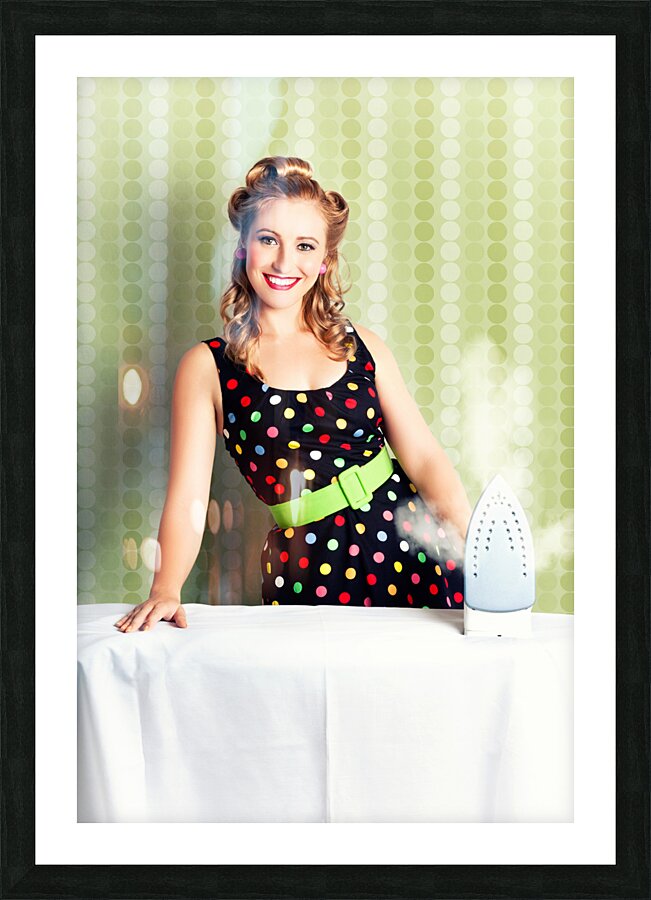 Fifties Classic Portrait Retro House Work Woman Picture Frame print