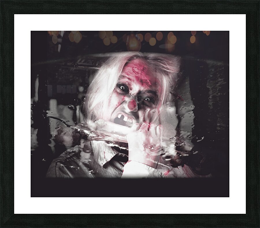 Horror fast food. Drive thru zombie apocalypse Picture Frame print