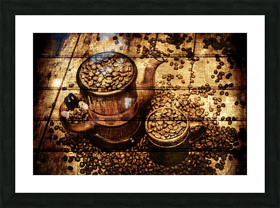 Vintage wooden coffee shop sign Picture Frame print