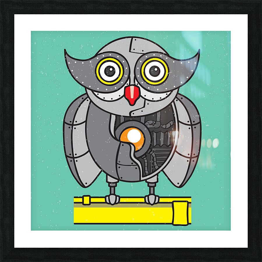 Mechanical owl artwork Picture Frame print